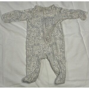 Simple Joys Gray Sheep Zip Up Footed Pajamas 0-3M Baby One Piece